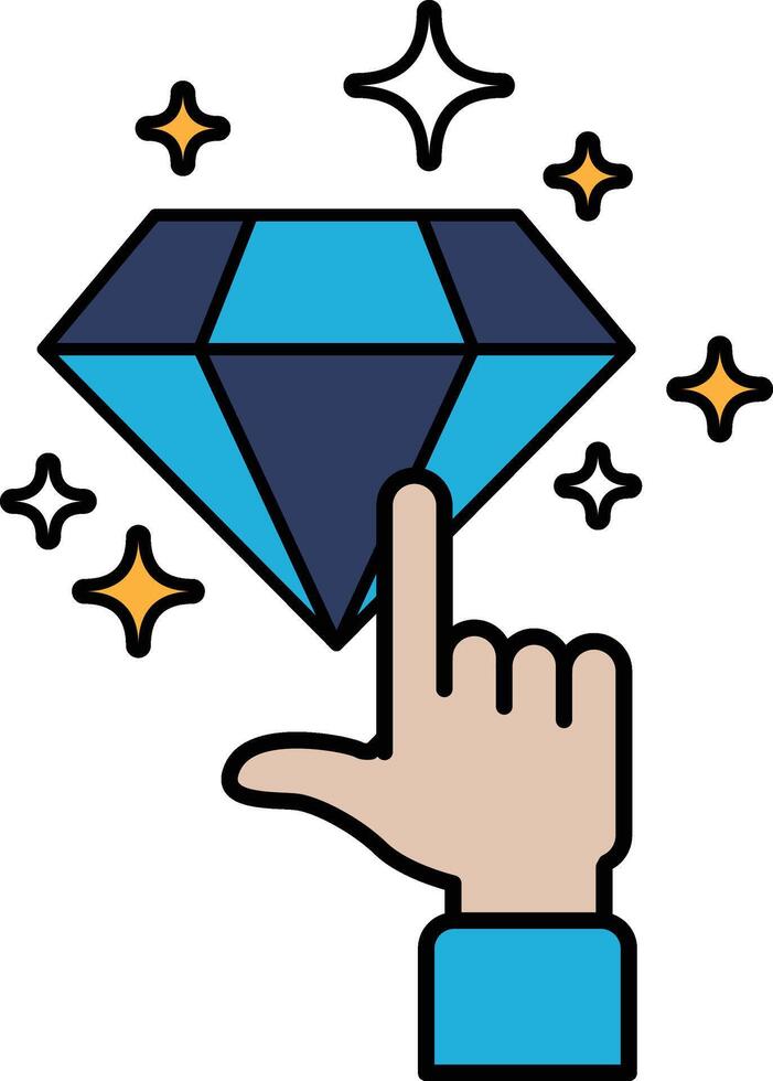 A hand pointing at a diamond vector