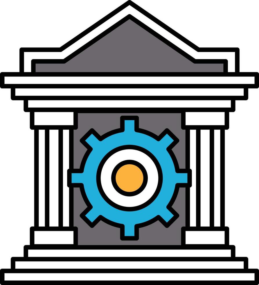 A building with a large gear on it vector