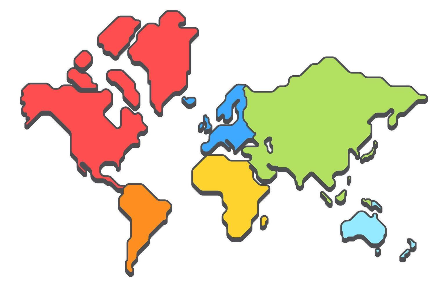 Stylized illustration of isometric world map with continents vector