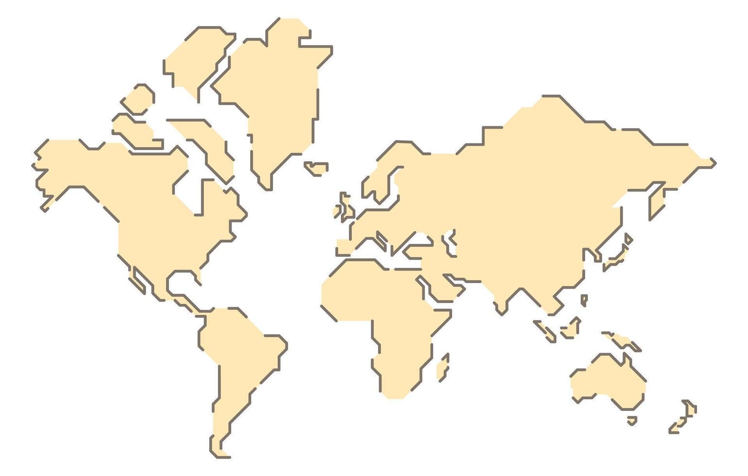 Simplified illustration of world map in flat pastel color vector