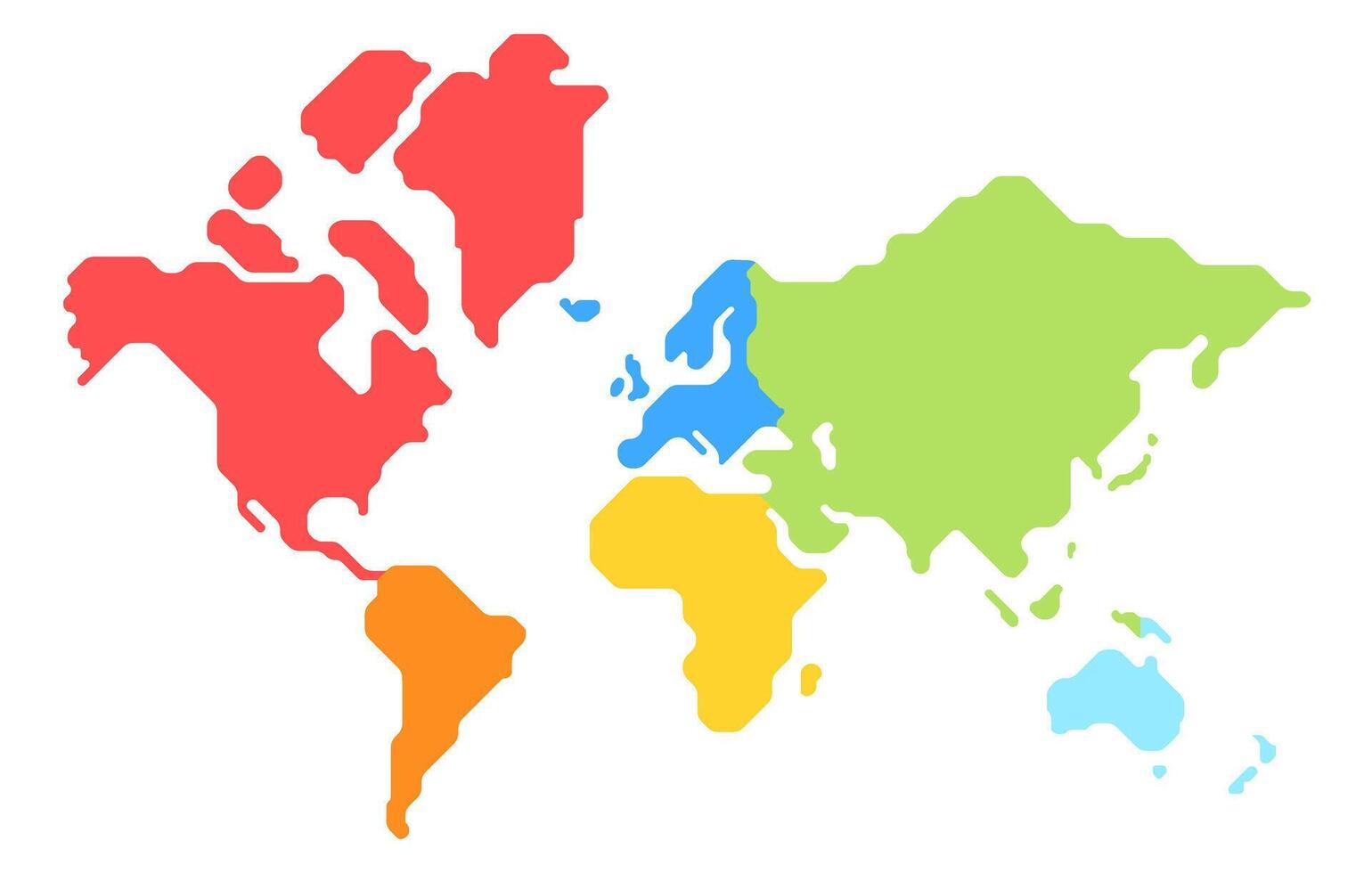 Simple flat illustration of world map with continents vector