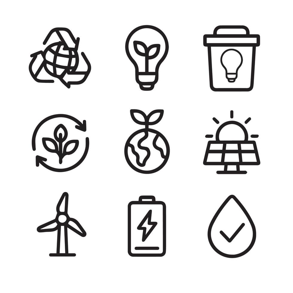 set of renewable energy icon vector