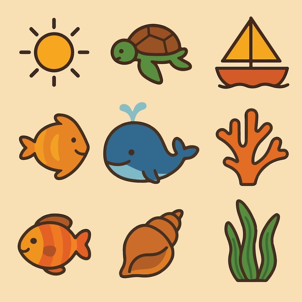 ICON SET OCEAN vector