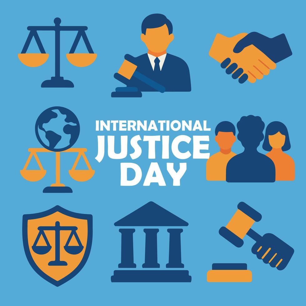 8 set of icon international justice day vector