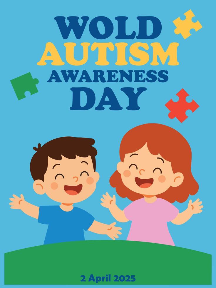 world autism awerness day poster campaign vector