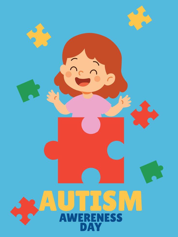 awareness campaign autism social media post vector