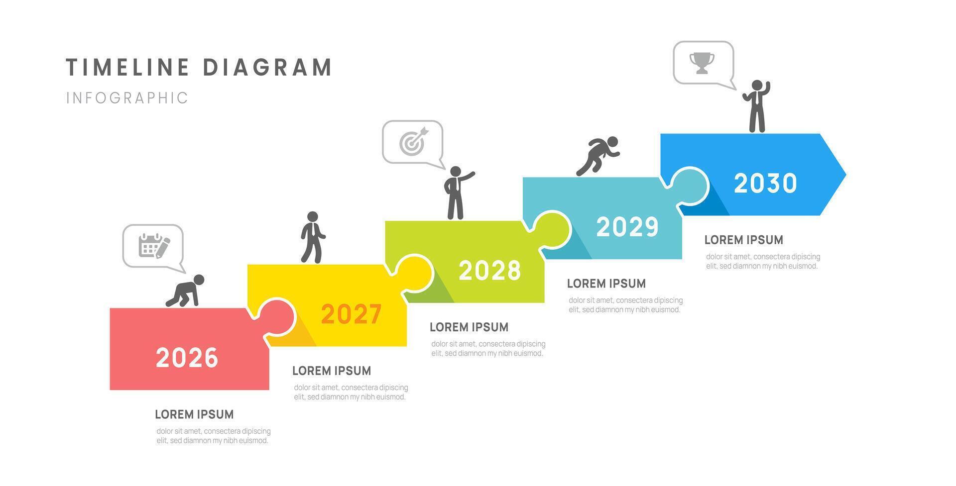 Business presentation 5 steps roadmap year timeline infographic with arrow template, design. vector