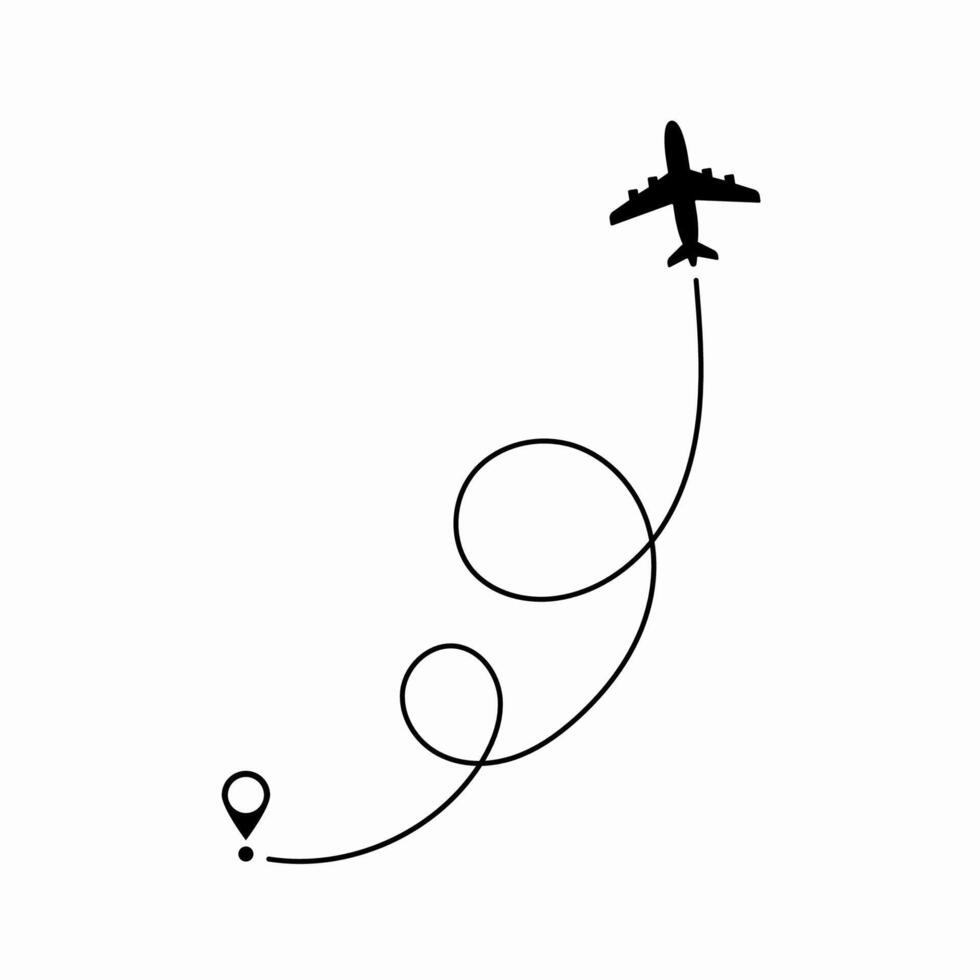 An aircraft following a dashed travel path, highlighting air route, flight progress, and journey mapping for travel, aviation, or logistics. vector