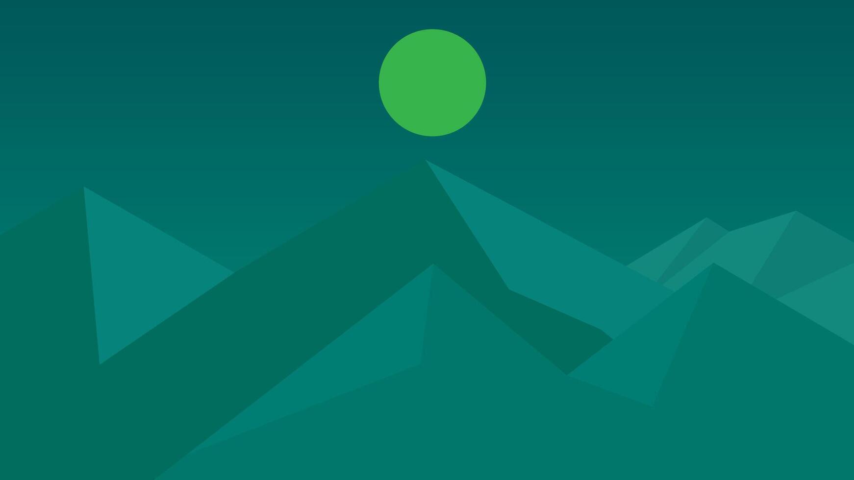 Minimal Abstract Mountain Landscape with Green Sun Illustration vector