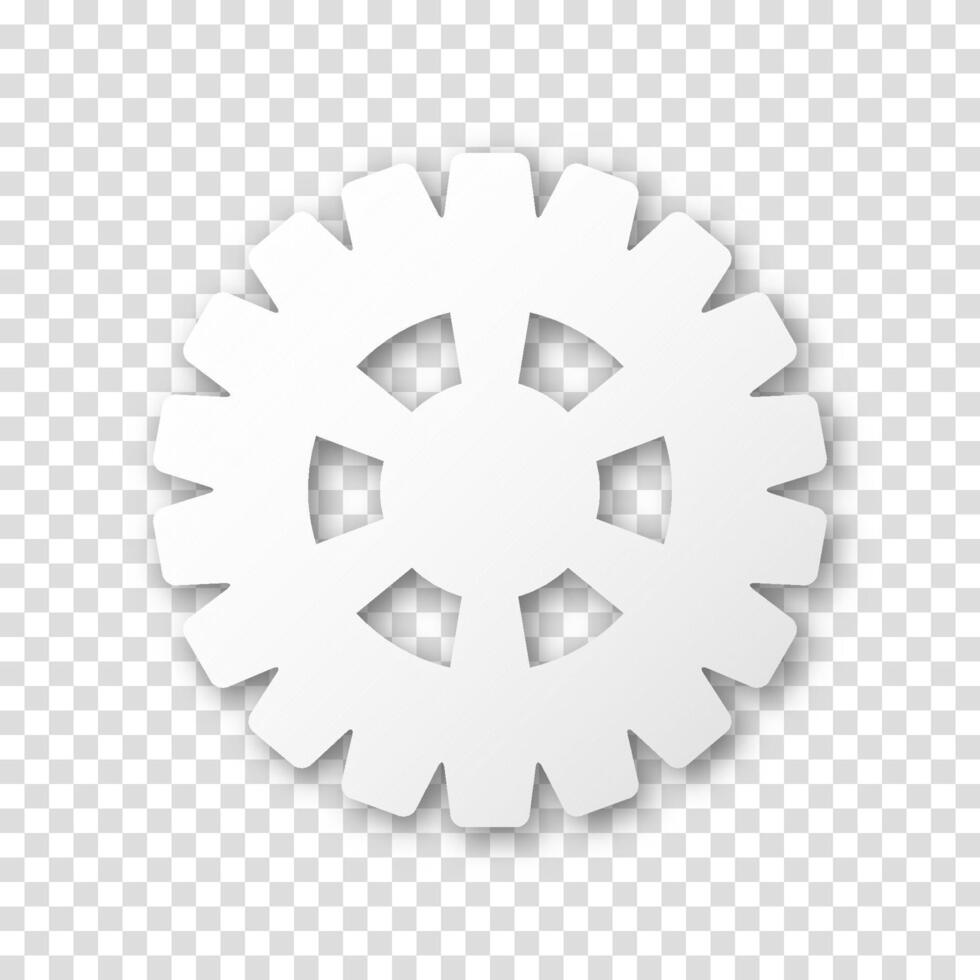 Flat gear icon. Realistic cogwheel symbol, machine sprocket, technical gear element, mechanical part for industry, settings sign. vector