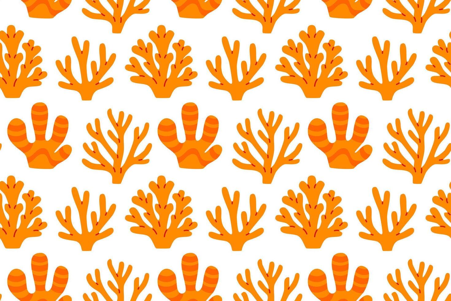 Bright seamless pattern with vivid orange coral branches on a white background, ideal for ocean, summer, or fabric prints vector