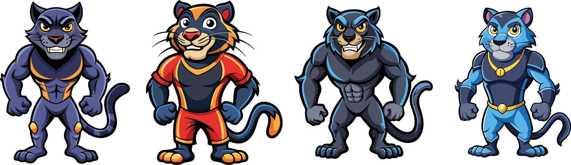Playful Panther Cartoon Character Isolated on White vector