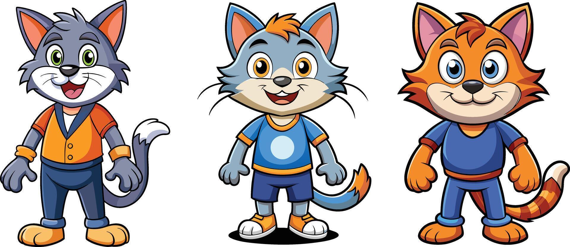 Playful Feline Mascot Character on White Background vector
