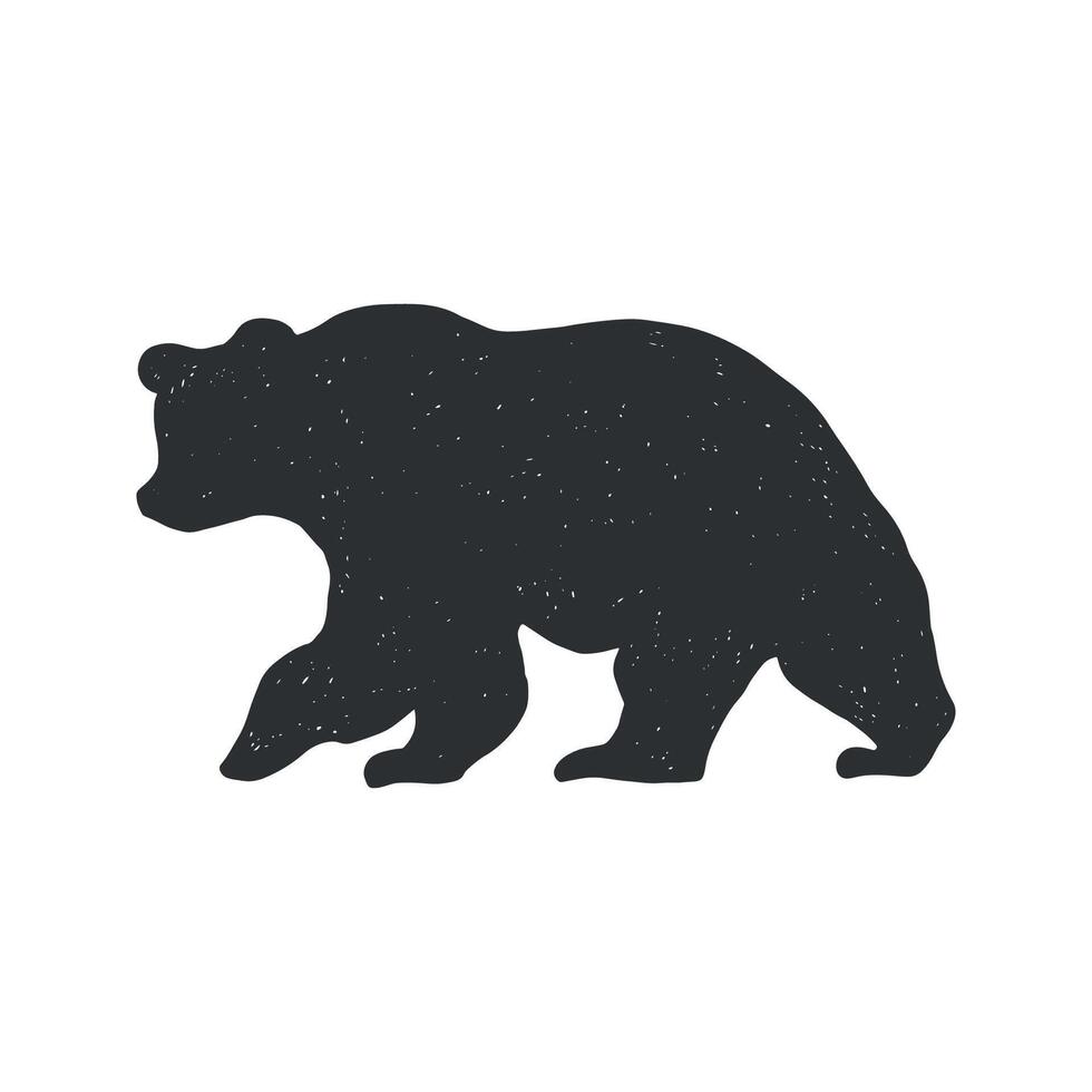 Logo, emblem of a bear. Bear silhouette hand drawn illustration. Wild animal. Vintage engraving isolated grizzly illustration ink sketch. Hand drawn image vector