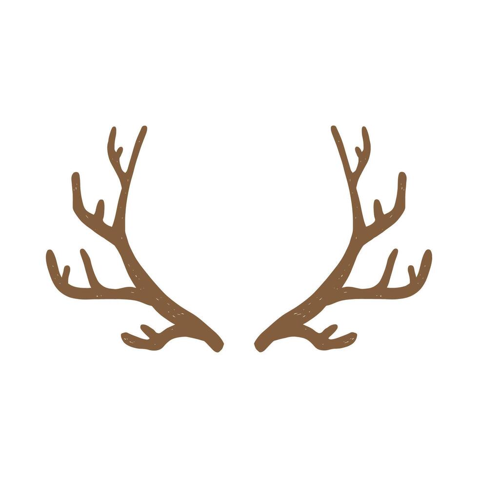 Deer Horn illustration. Hand drawn silhouette of deer antlers. Antlers image for icon, emblem or logo. vector
