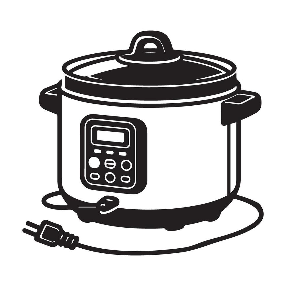 Electric Pressure Cooker Illustration with Cord and Plug Attached vector