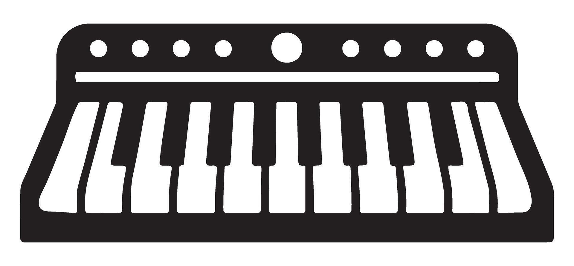 Retro synthesizer silhouette keyboard design element illustration vector