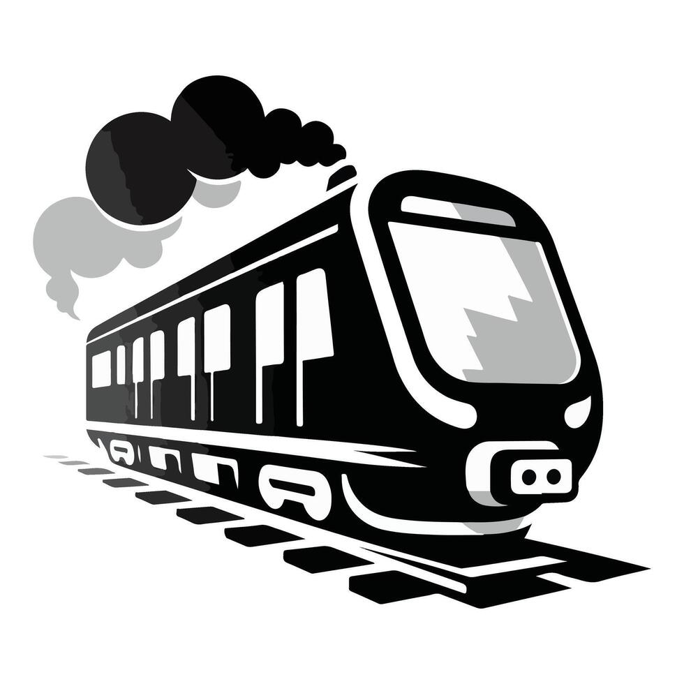 Steam Train Silhouette Illustration Old Transportation Design vector