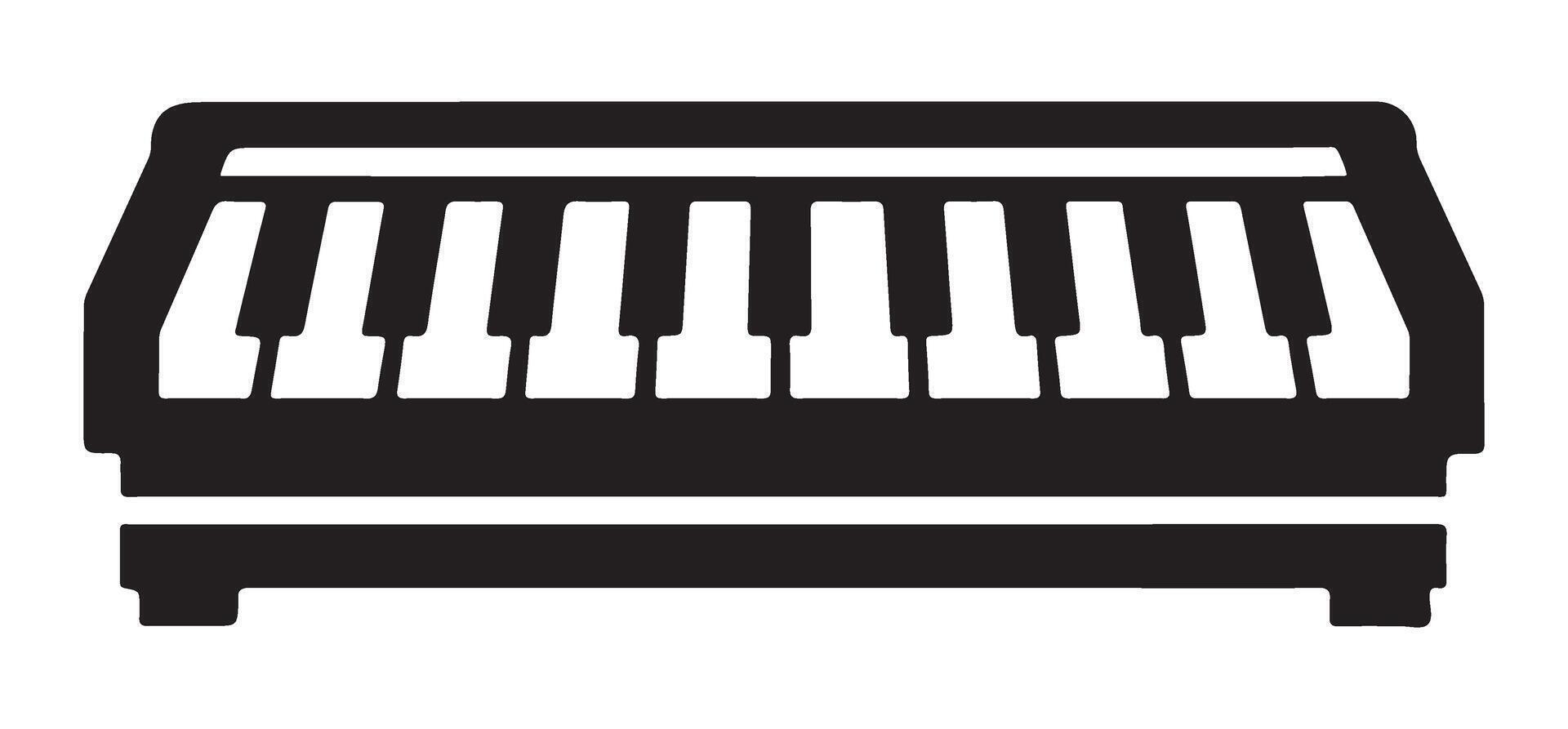 Electronic keyboard silhouette illustration for music production design vector