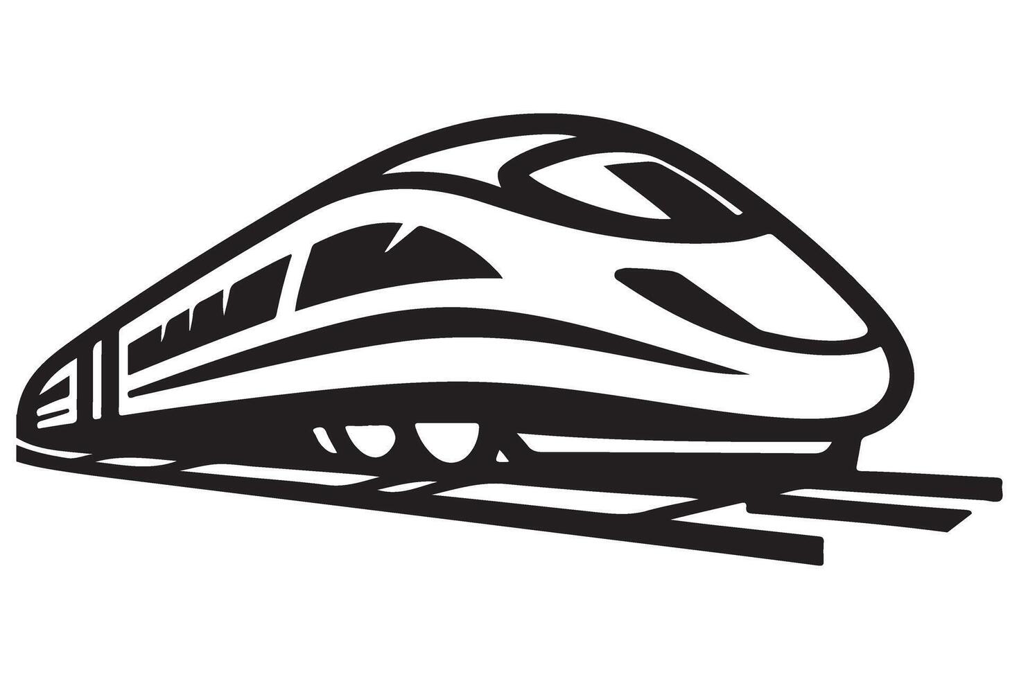 Sleek High Speed Silhouette Train Art Transportation Design vector
