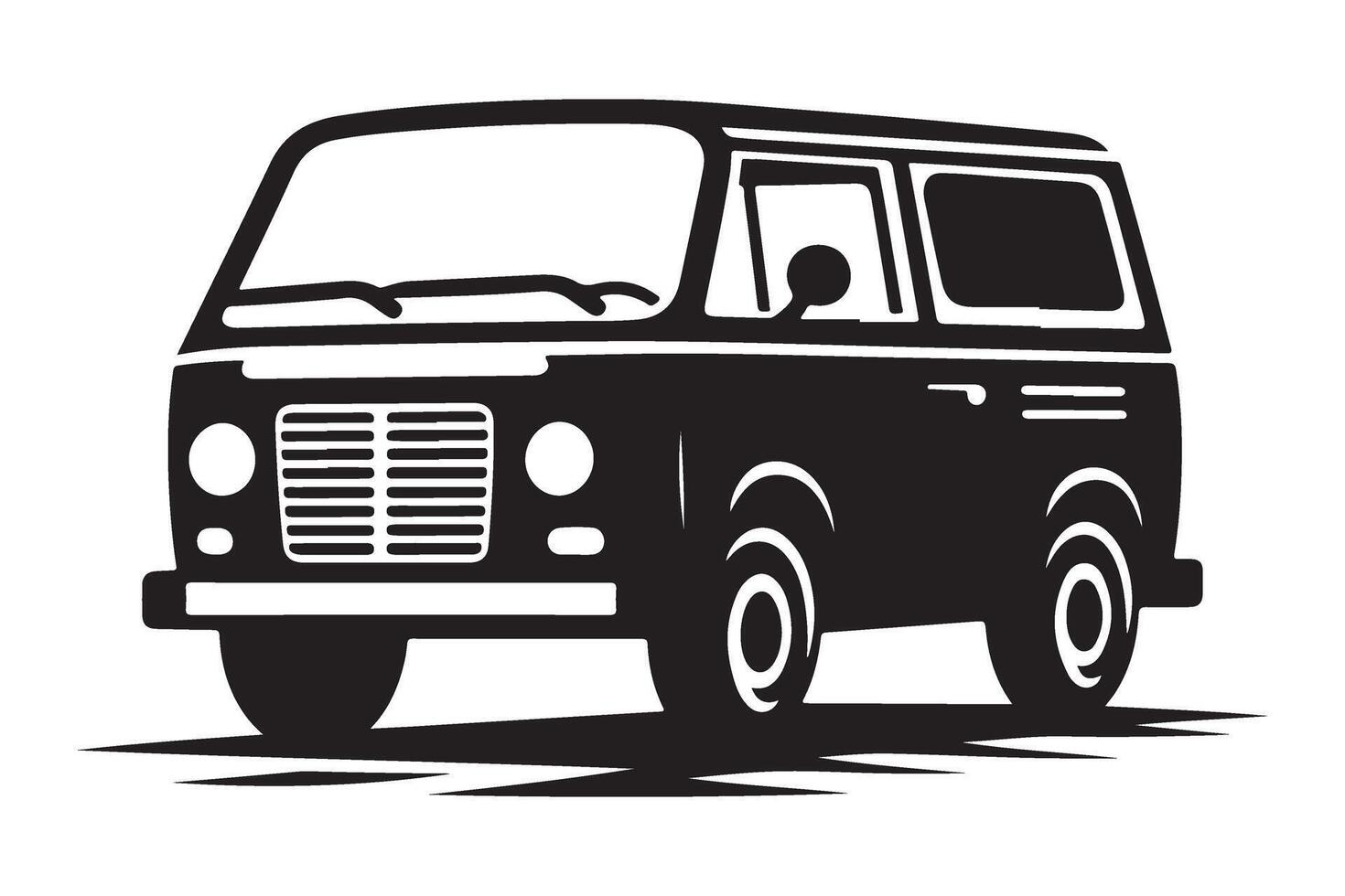 Vintage Van Silhouette Illustration Perfect for Retro Travel Designs vector