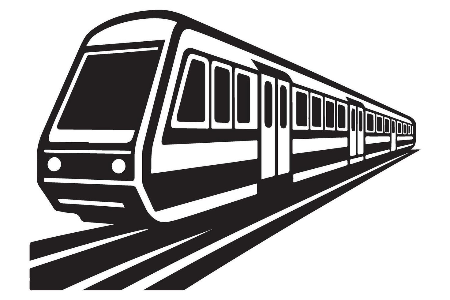 Urban Metro Train Illustration Black and White Transport System Design vector