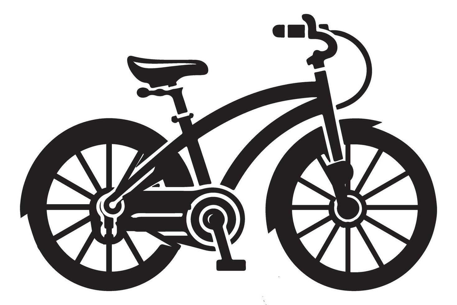 Black silhouette illustration of a bicycle riding on path vector