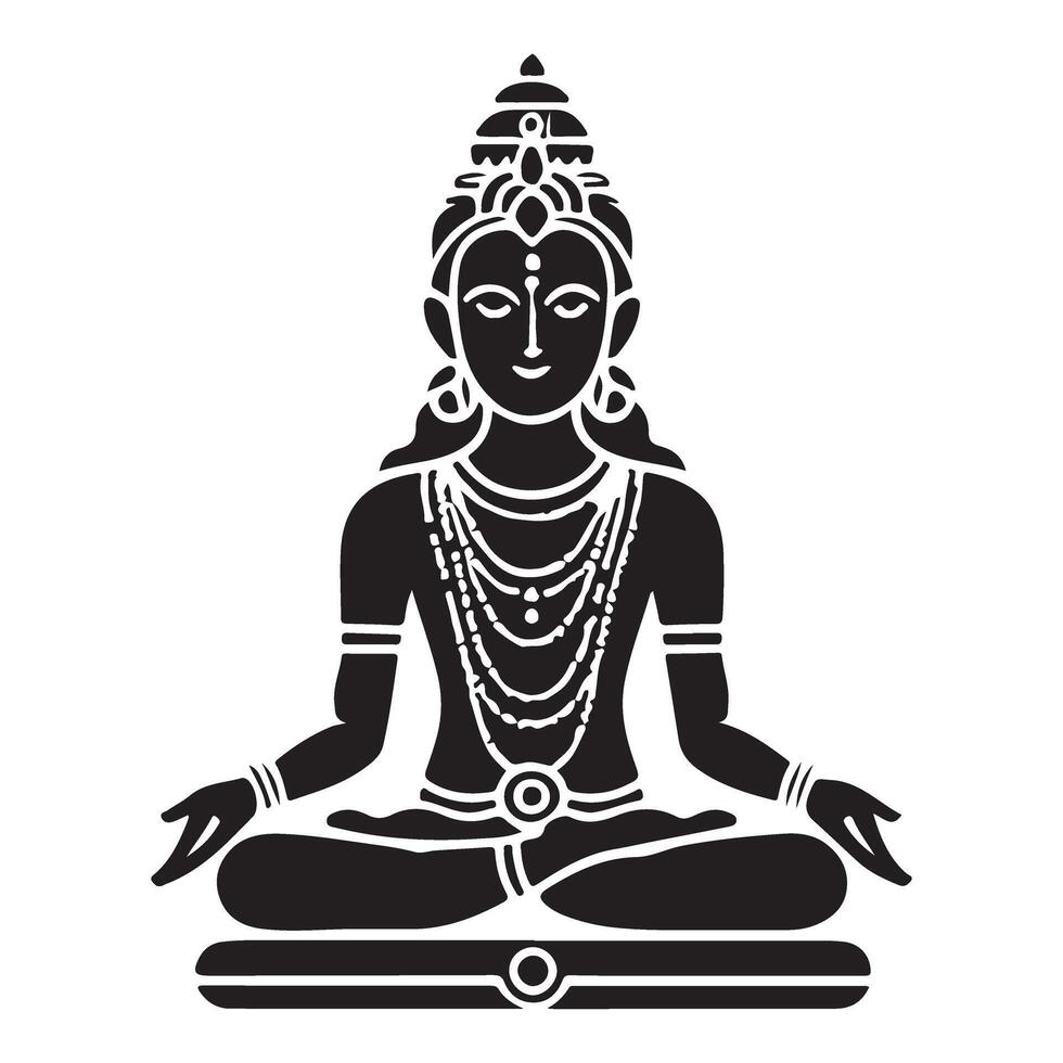 Silhouette of Meditating Goddess Illustration for Peace and Spirituality vector