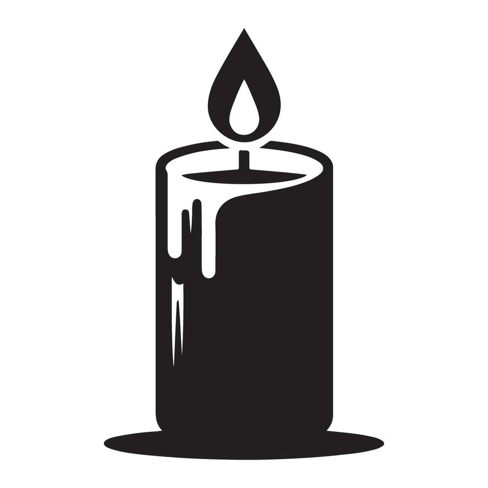 Black and white illustration of a lit candle providing light vector