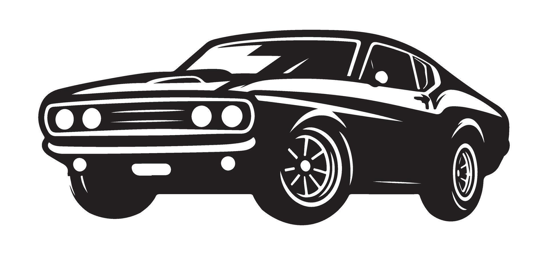 Classic muscle car silhouette vintage automotive design with powerful engine vector