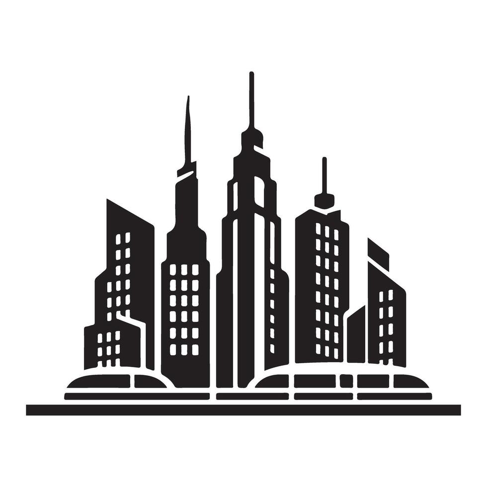 City Skyline Silhouette Illustration for Urban Development Projects vector
