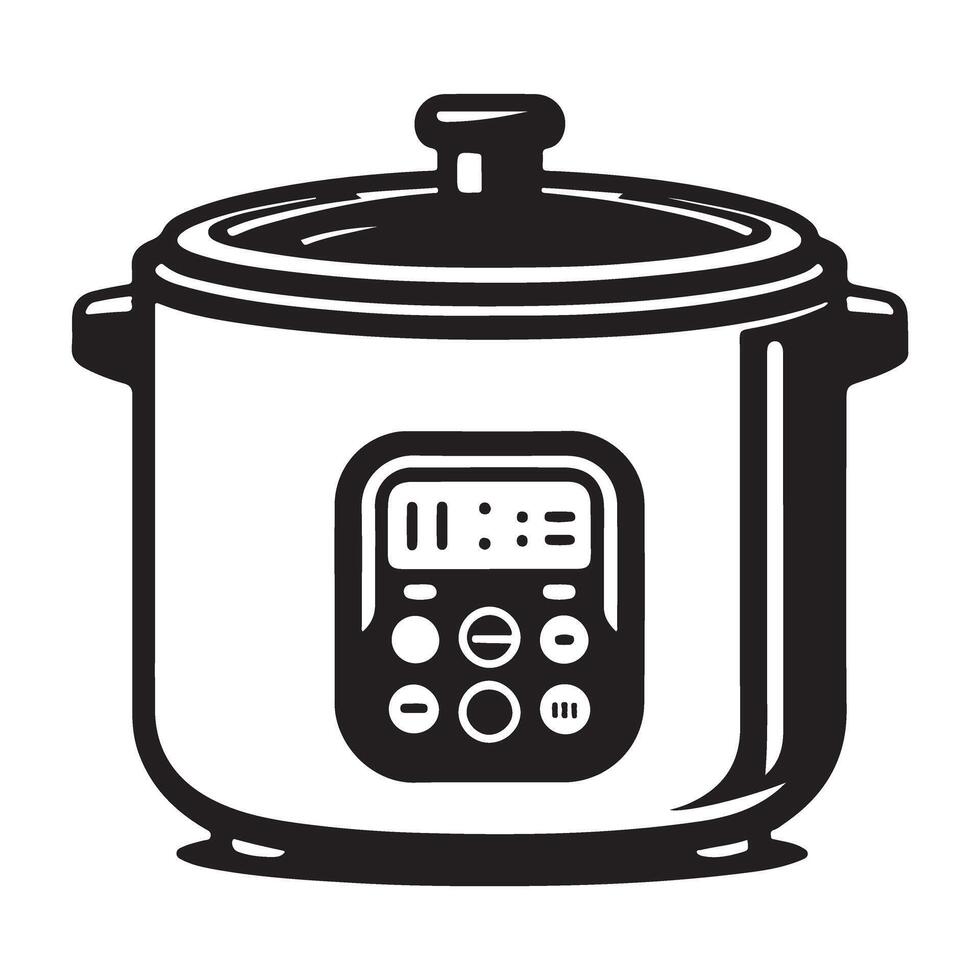 Electric Pressure Cooker Illustration with Digital Timer Display vector