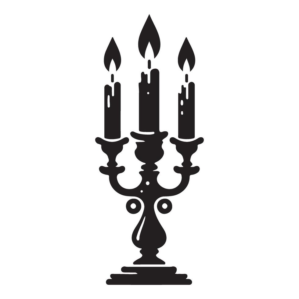 Silhouette illustration of a candelabra with lit candles vector
