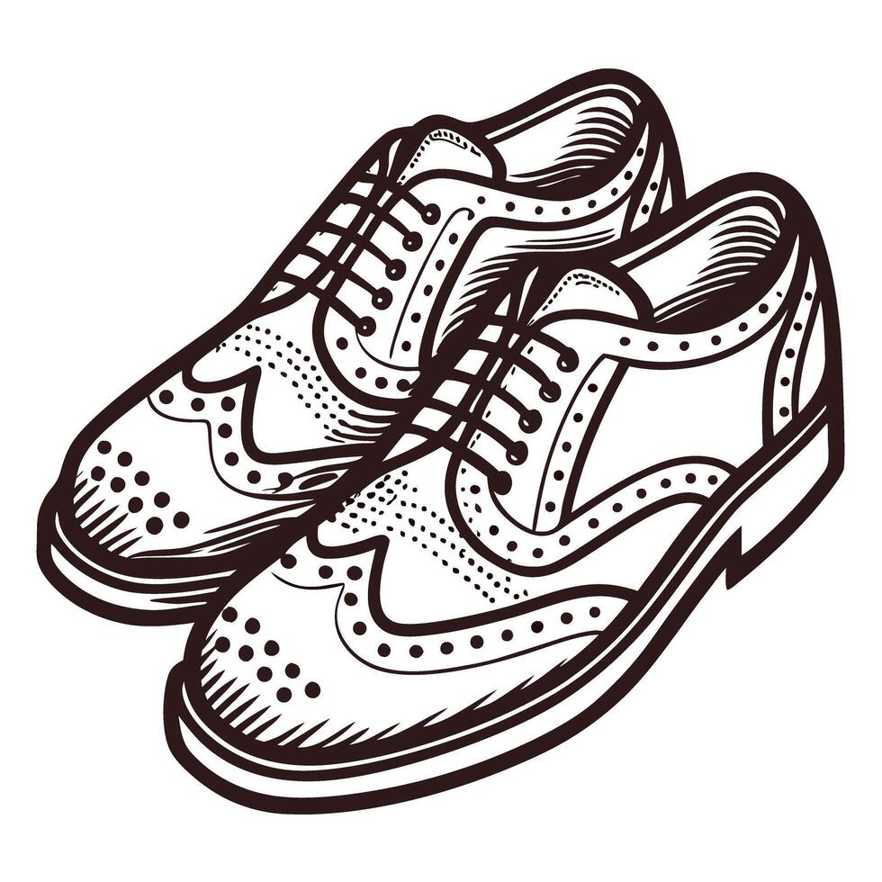 Elegant brogue shoes with intricate details in classic design vector