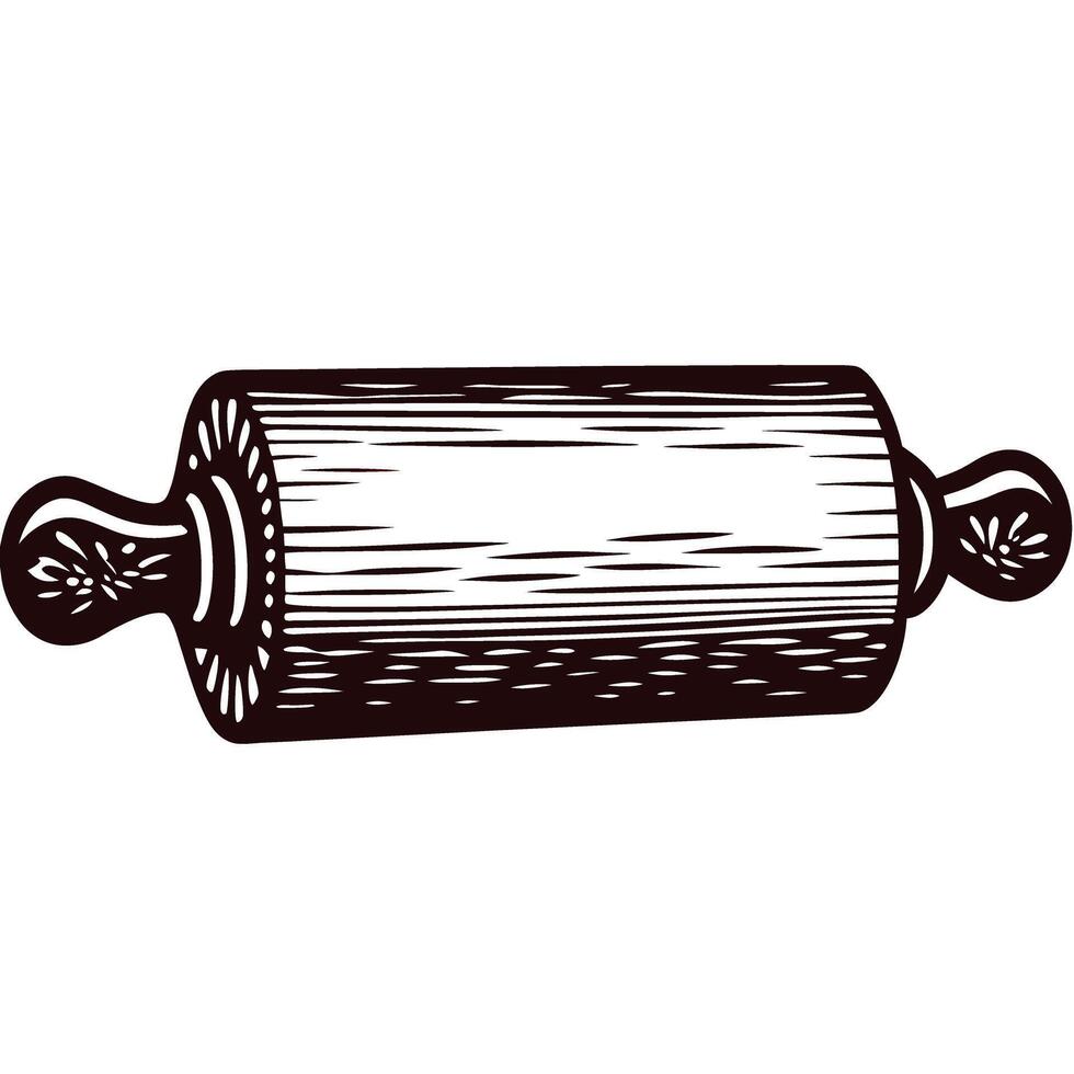 Vintage wooden rolling pin for baking and cooking with textured handles vector