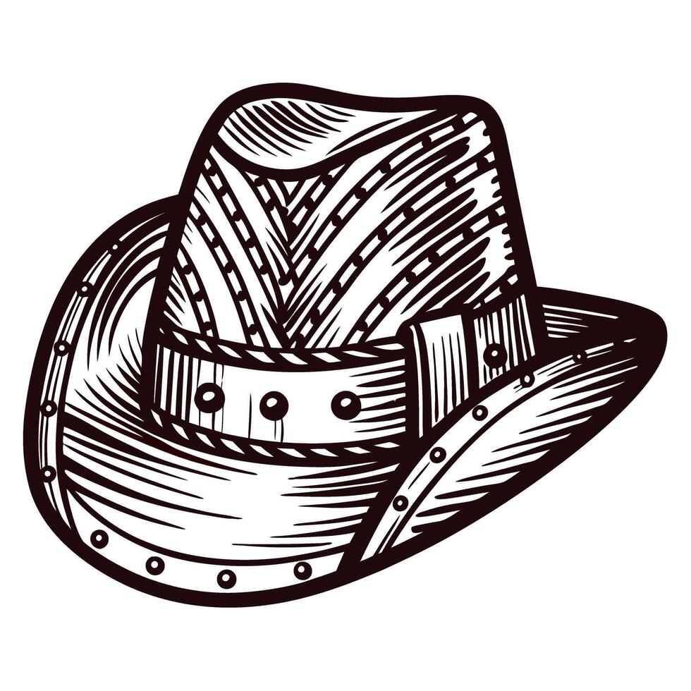 of a traditional cowboy hat with detailed patterns and stitching vector