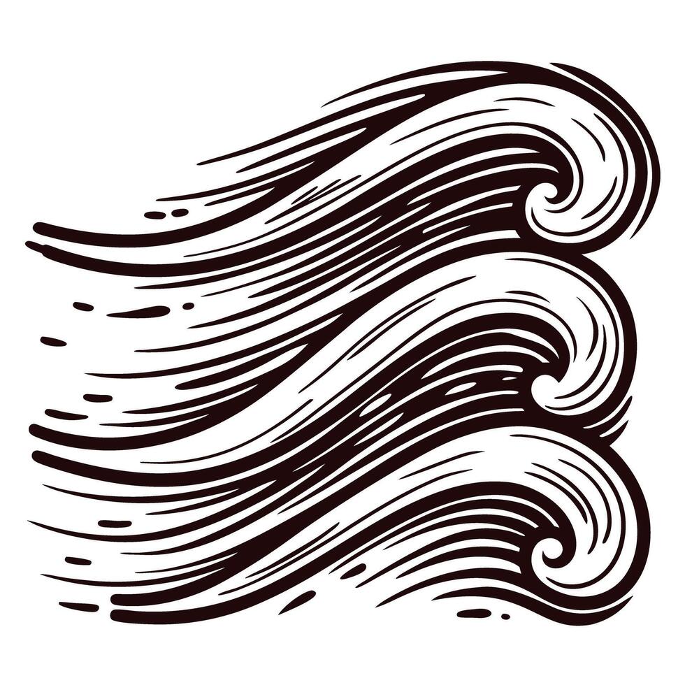Abstract black wave patterns flowing in artistic motion vector
