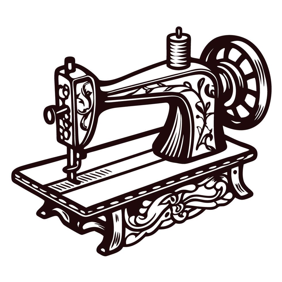 Vintage sewing machine with ornate design illustrating classic craftsmanship vector