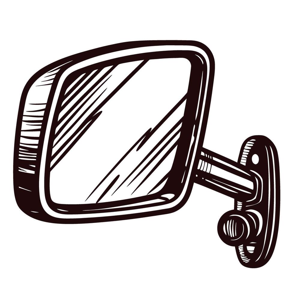Sketch of a rearview mirror with hand drawn details vector