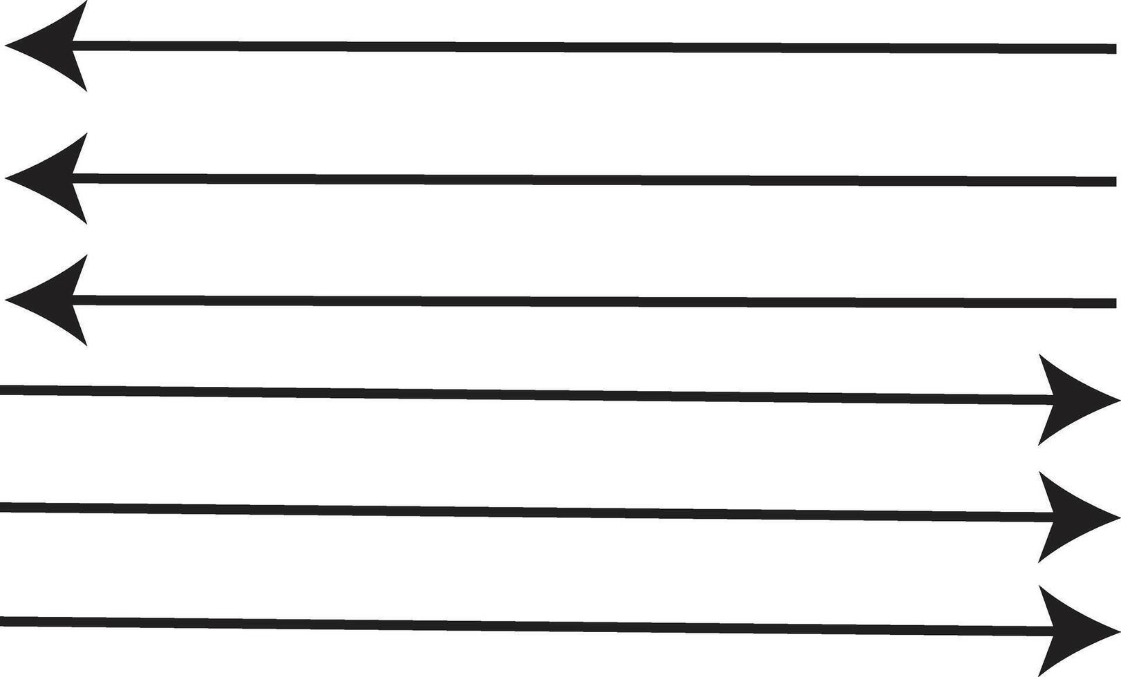 A black and white drawing of arrows pointing in different directions vector