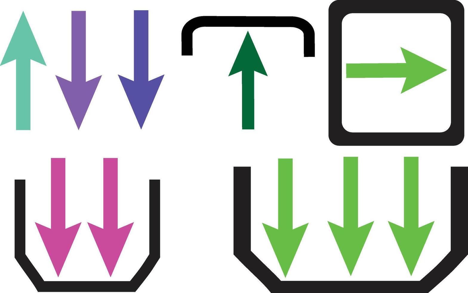 A set of arrows pointing to different directions vector
