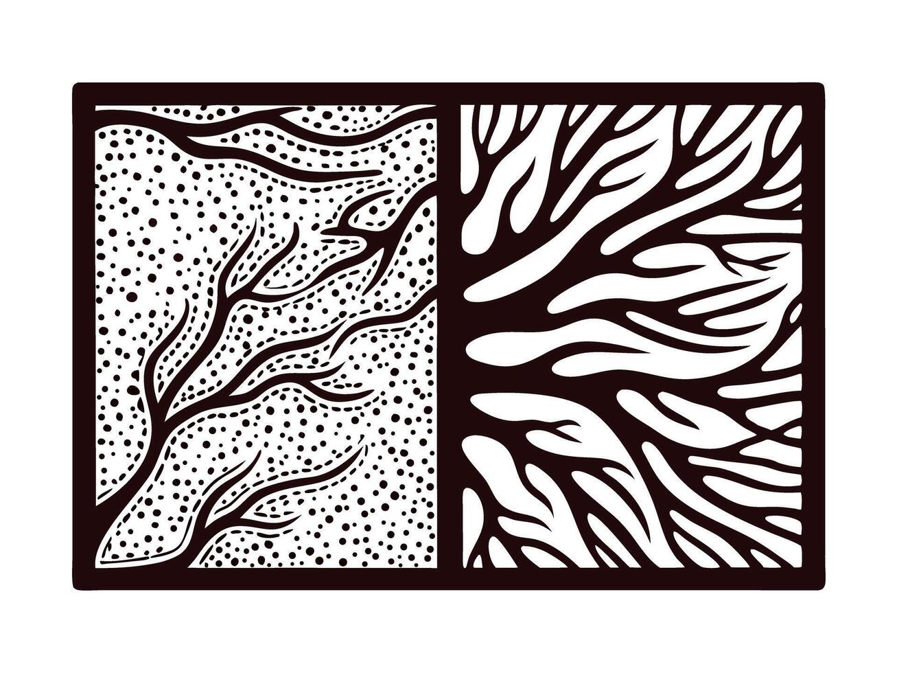 Intricate abstract design featuring organic black and white patterns vector