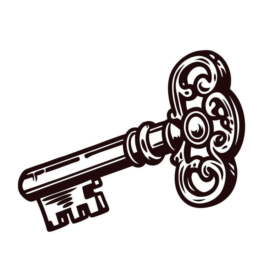 Vintage ornate skeleton key with intricate details and filigree design vector