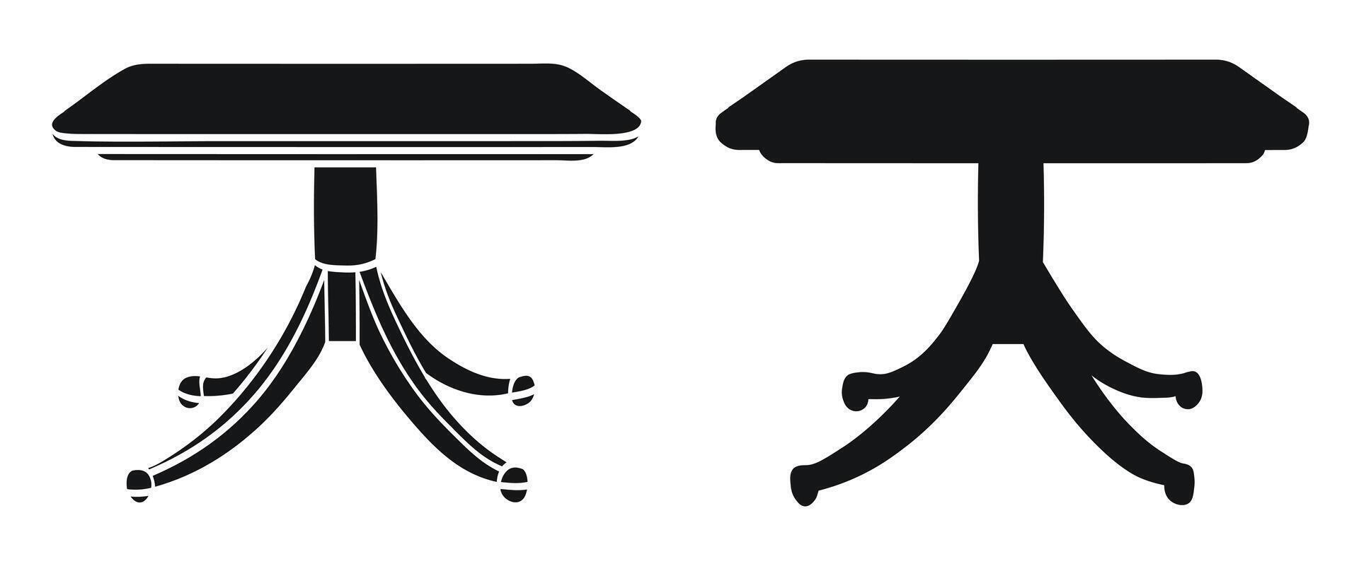 Image of a kitchen table, on one leg, side view vector