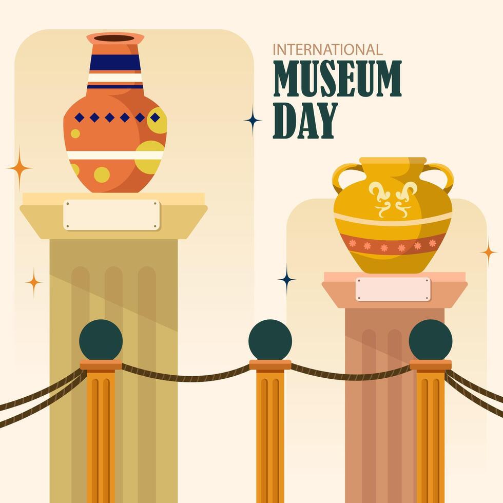 International Museum Day Global Culture Heritage Celebration Design Day Poster 18 May for Poster collection of ancient vases T-Shirts, Stickers, Posters, Print Cards, Animated asset vector