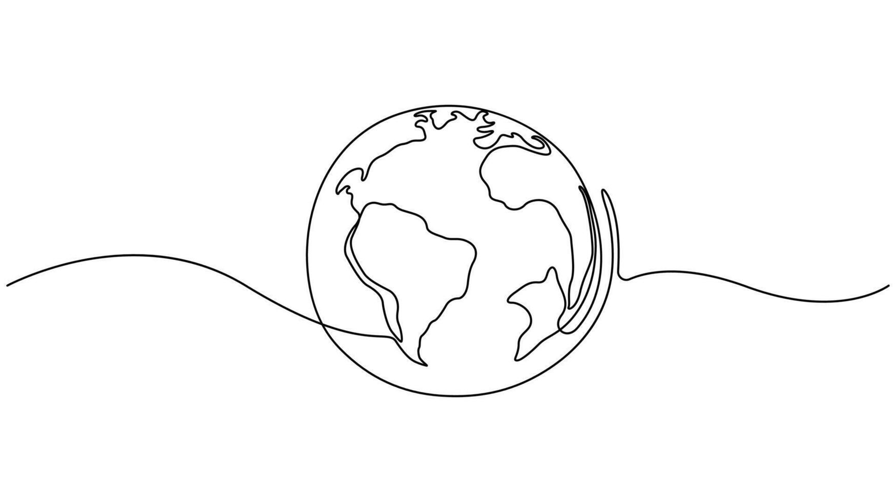 Minimalist continuous One line drawing of planet Earth. vector