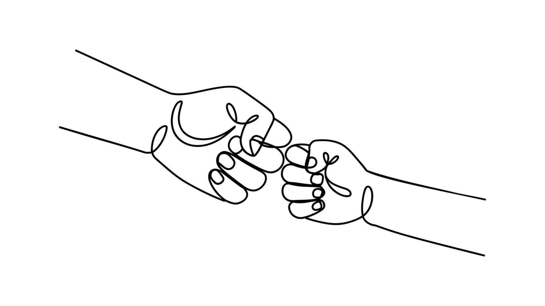 Continuous One Line Drawing of Hands in a Touching Gesture vector