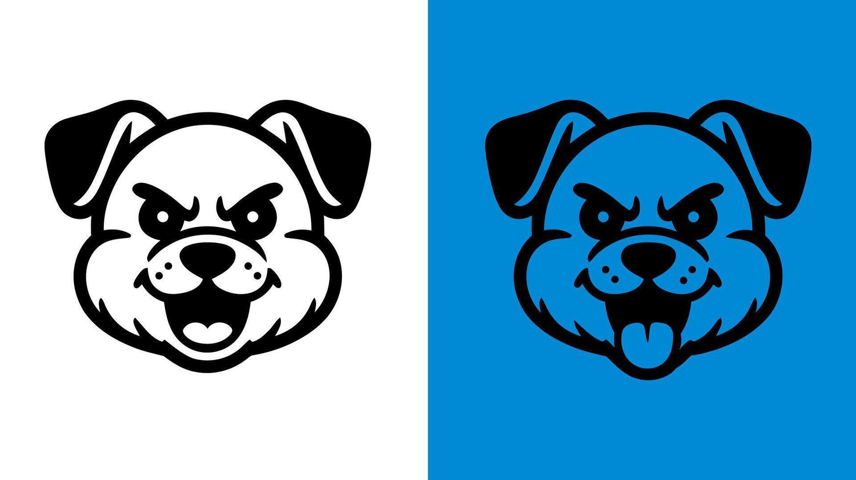 Cute, Angry Dog Head Icon Illusatration. vector