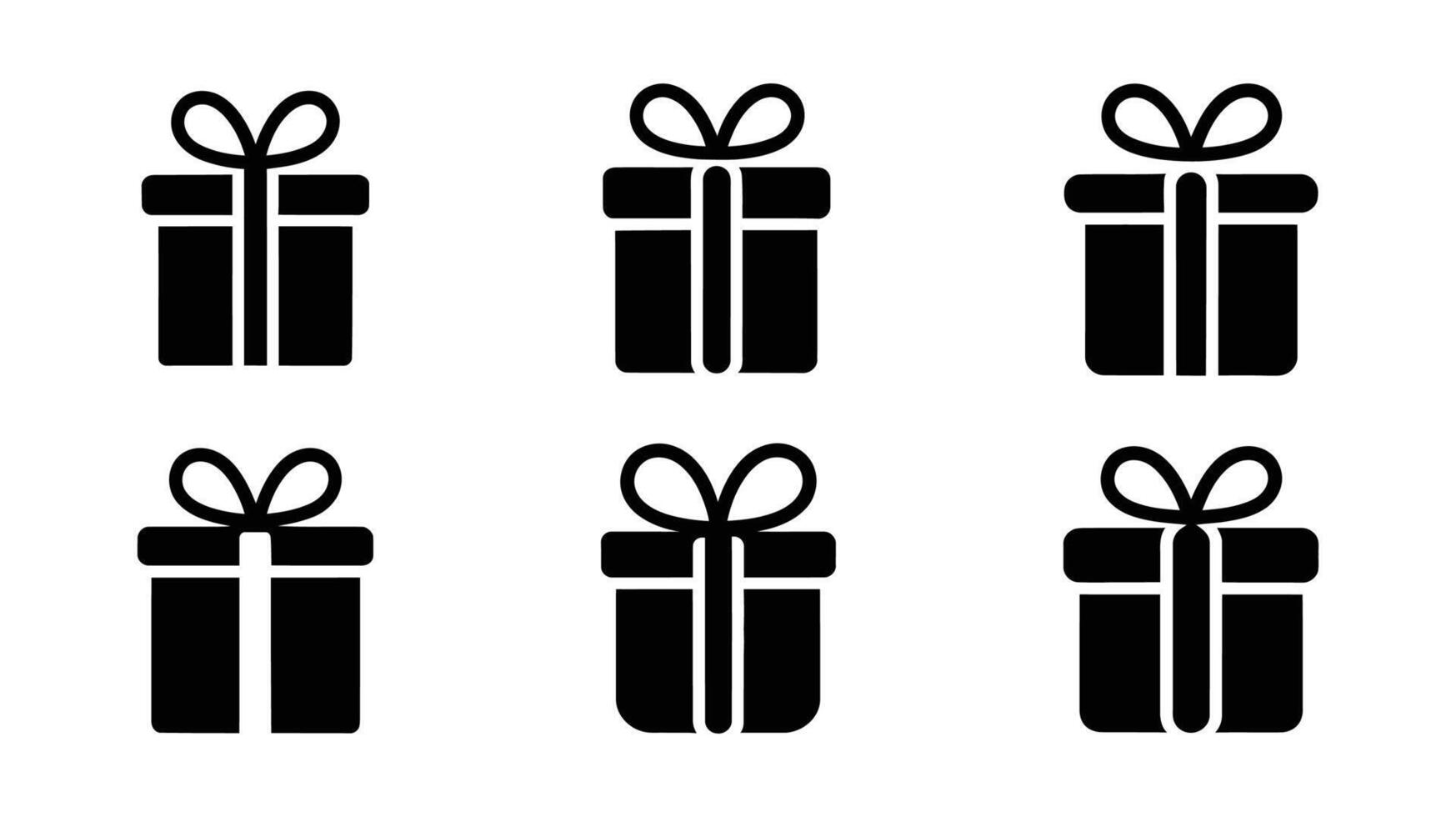 A Simple Black Gift Box Icons Set vector