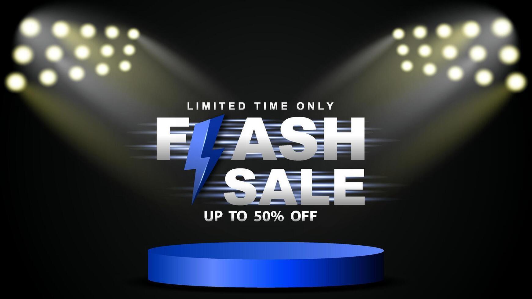 flash sale banner with podium template design vector